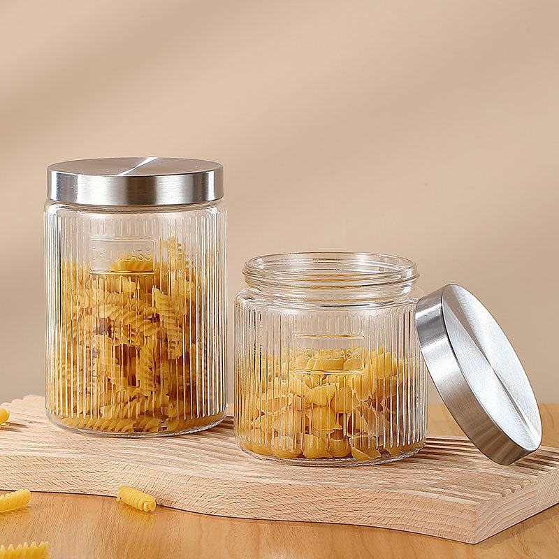 FRASCOS DE VIDRIO CON TAPA DE ACERO INOXIDABLE