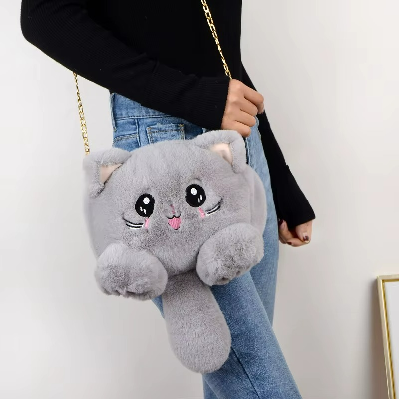 CARTERA DE PELUCHE CON DISEÑO GATITO