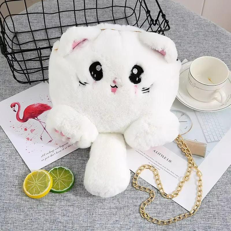 CARTERA DE PELUCHE CON DISEÑO GATITO