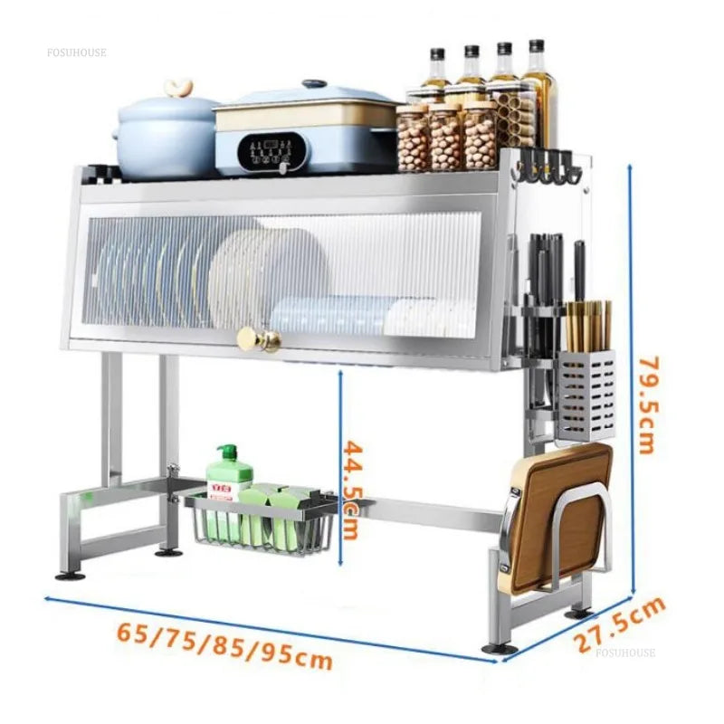 ESCURRIDOR DE PLATOS  CON TAPA 85 CM ACERO INOXIDABLE CROMADO