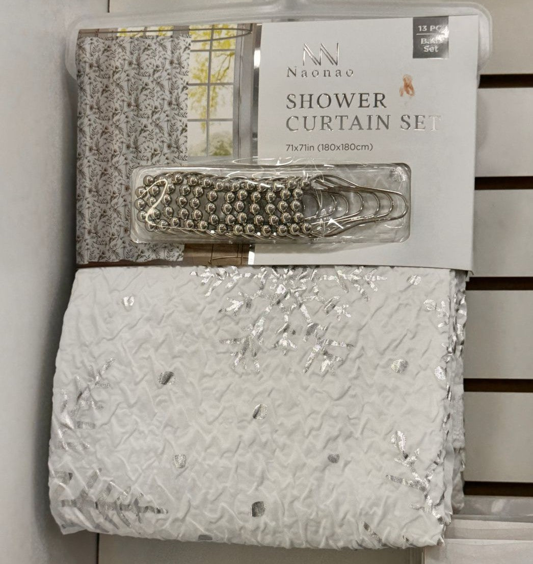CORTINA DE DUCHA DE TELA LAVABLE PREMIUM BLANCO