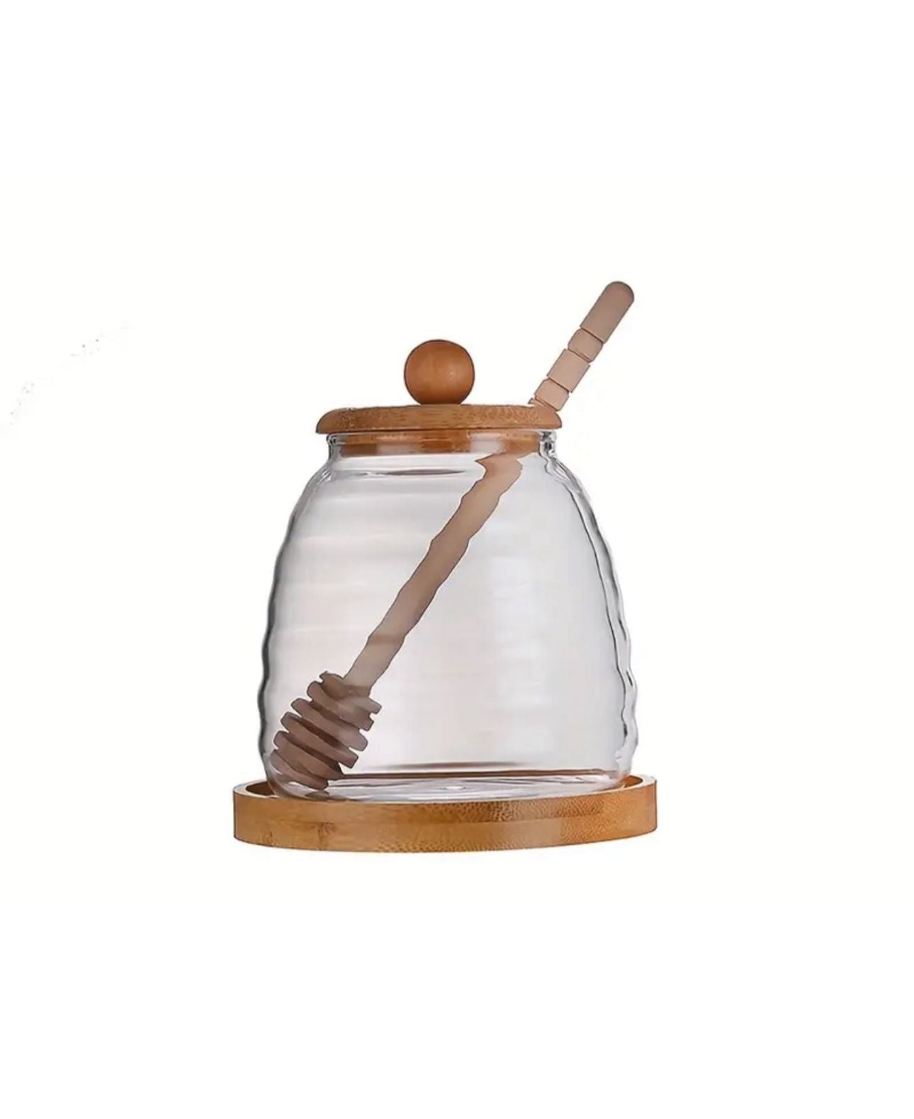 FRASCO DE MIEL DE VIDRIO CON DISEÑO DE PANAL
