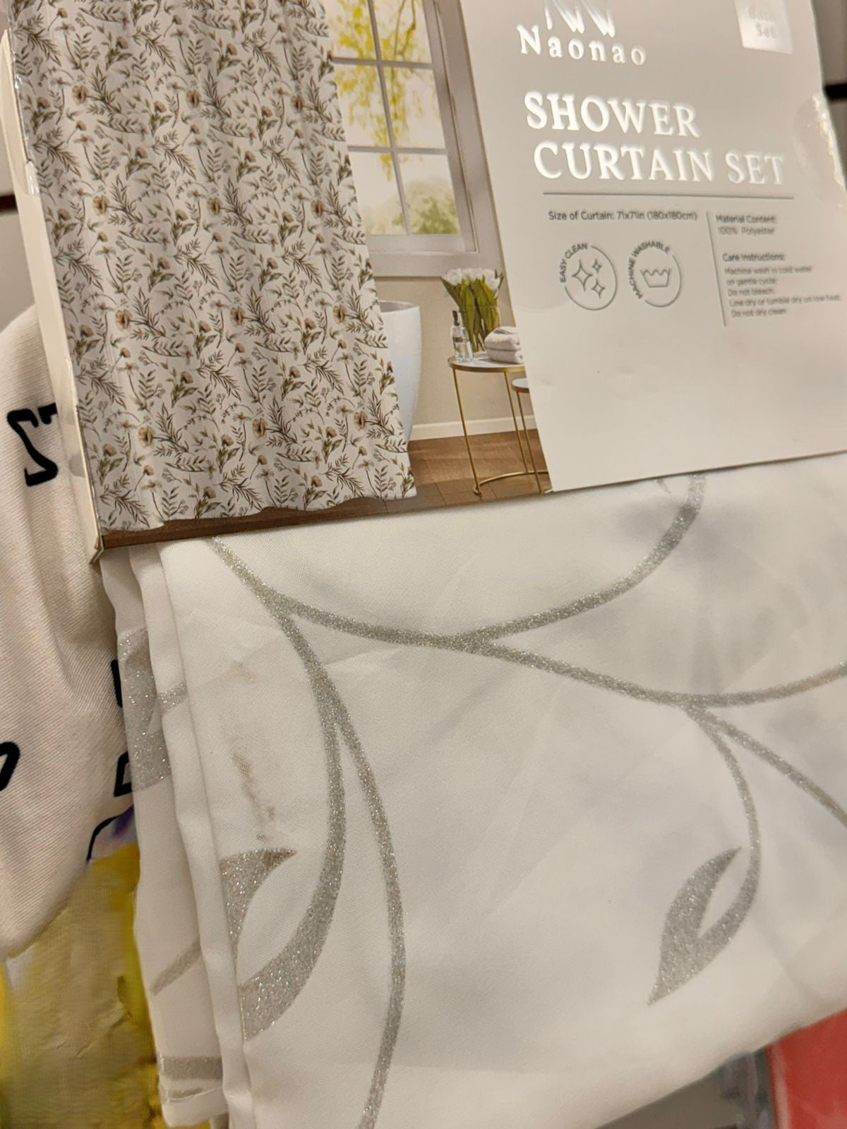 CORTINA DE DUCHA DE TELA LAVABLE PREMIUM BLANCO