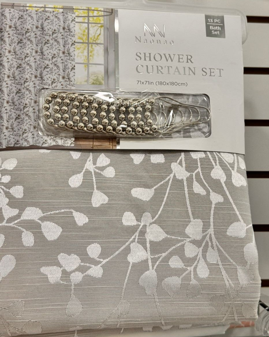 CORTINA DE DUCHA DE TELA LAVABLE PREMIUM BLANCO