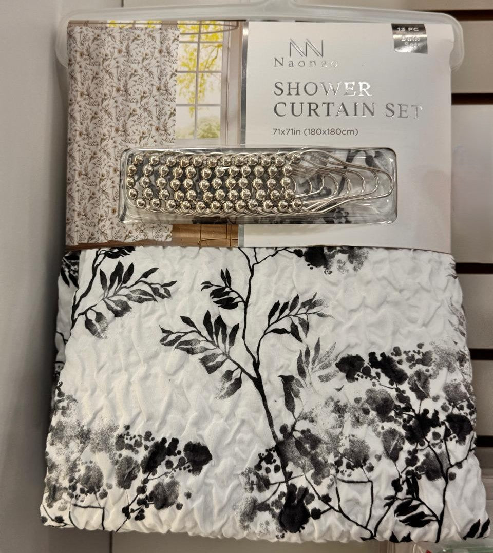 CORTINA DE DUCHA DE TELA LAVABLE PREMIUM BLANCO