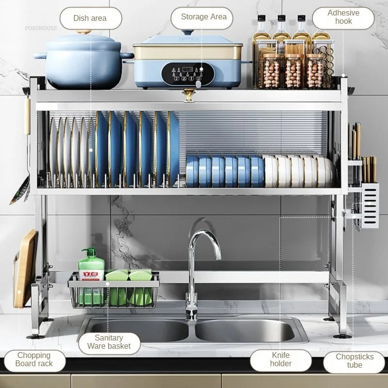 ESCURRIDOR DE PLATOS  CON TAPA 85 CM ACERO INOXIDABLE CROMADO